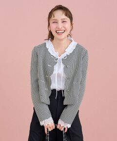 TOCCA / トッカ ノーカラージャケット | 【百田夏菜子さん着用】【消臭】BABY SCALLOP 千鳥柄ジャケット