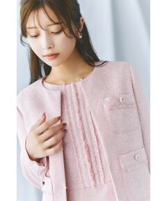 レディース ノーカラージャケット（条件：ピンク系