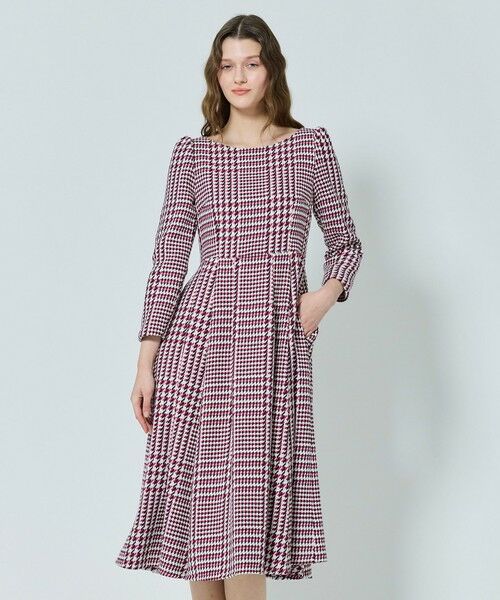 TOCCA / トッカ ロング・マキシ丈ワンピース | 【百田夏菜子さん着用】【消臭】FROSTED CHECK TWEED ドレス(アイボリー系)