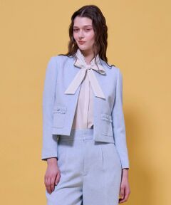 TOCCA / トッカ ノーカラージャケット | FROST MIST TWEED ジャケット