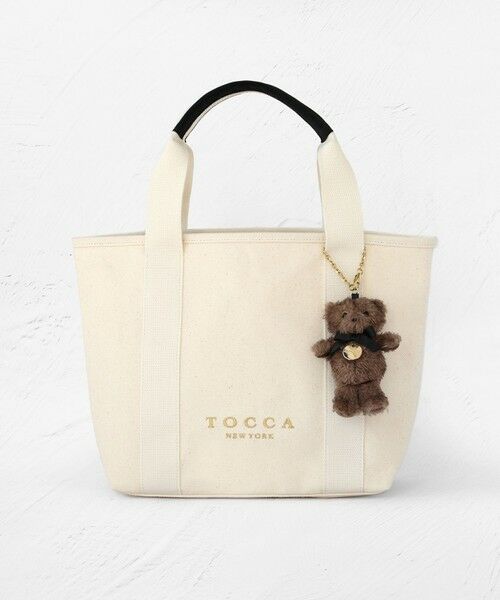 TOCCA / トッカ トートバッグ | 【ぬいぐるみチャーム付き】TOCCA AMICO CANVAS TOTE キャンバストート（アイボリー系）
