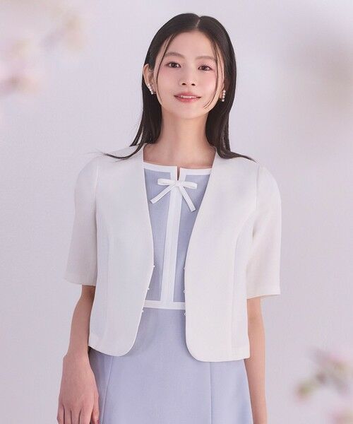 TOCCA / トッカ ノーカラージャケット | 【松木育未さん着用】BRIGHT BREEZE 半袖ショートジャケット | 詳細1