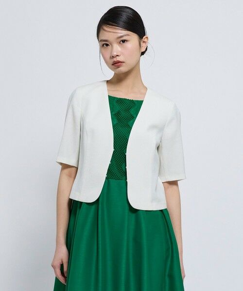 TOCCA / トッカ ノーカラージャケット | 【松木育未さん着用】BRIGHT BREEZE 半袖ショートジャケット | 詳細3