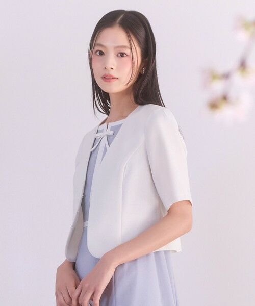 TOCCA / トッカ ノーカラージャケット | 【松木育未さん着用】BRIGHT BREEZE 半袖ショートジャケット(アイボリー系)