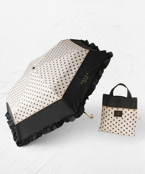 TOCCA / トッカ 傘 | 【晴雨兼用】DREAM OF DOTS UMBRELLA 折り畳み傘 収納バッグ付き（ベージュ系）
