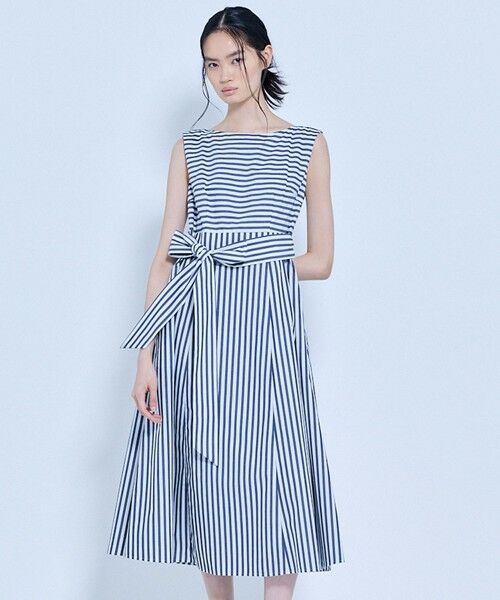 TOCCA / トッカ ロング・マキシ丈ワンピース | 【星風まどかさん着用】STRIPE PARASOL ドレス（ネイビー系5）