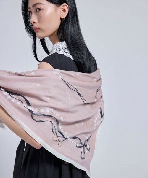 TOCCA / トッカ マフラー・ショール・スヌード・ストール | PEARL WITH RIBBON WOOL SILK SQUARE STOLE ストール | 詳細1