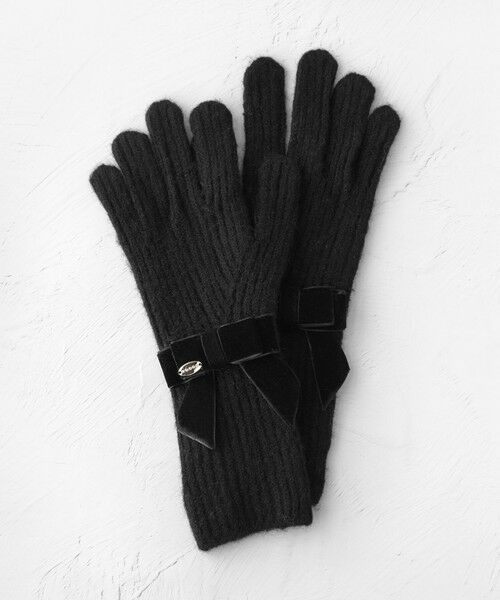 TOCCA / トッカ 手袋 | VELVET RIBBON KNIT GLOVE ニットグローブ（ブラック系）