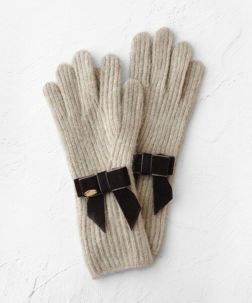 TOCCA / トッカ 手袋 | VELVET RIBBON KNIT GLOVE ニットグローブ（ベージュ系）