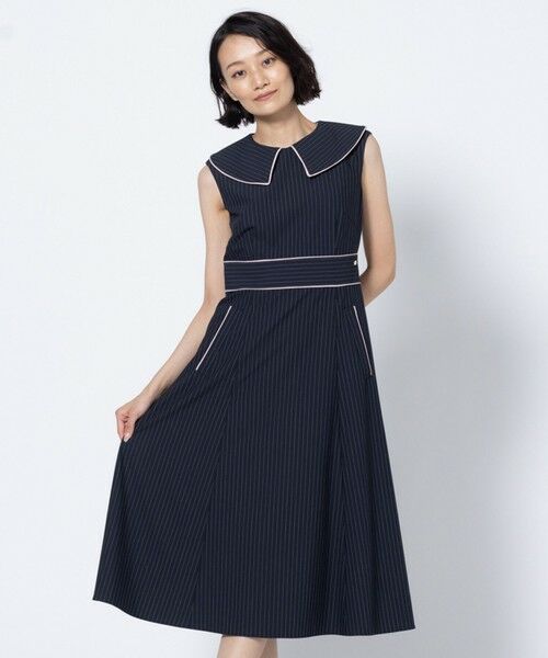 TOCCA / トッカ ロング・マキシ丈ワンピース | LADY IN STRIPE ドレス(ネイビー系5)