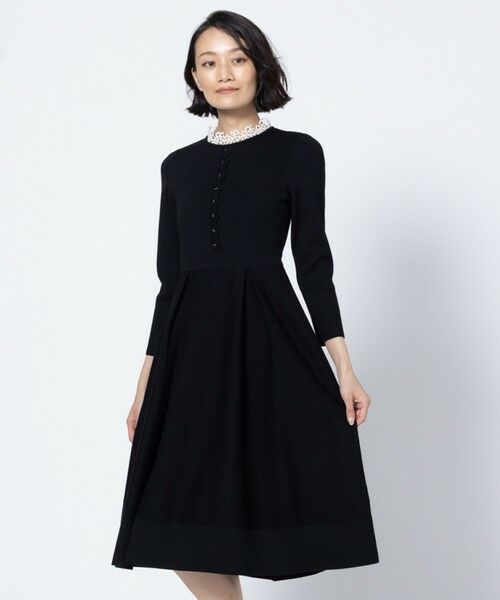 TOCCA / トッカ ミニ丈・ひざ丈ワンピース | NOBLE LACE KNIT DRESS ニットドレス(ブラック系)