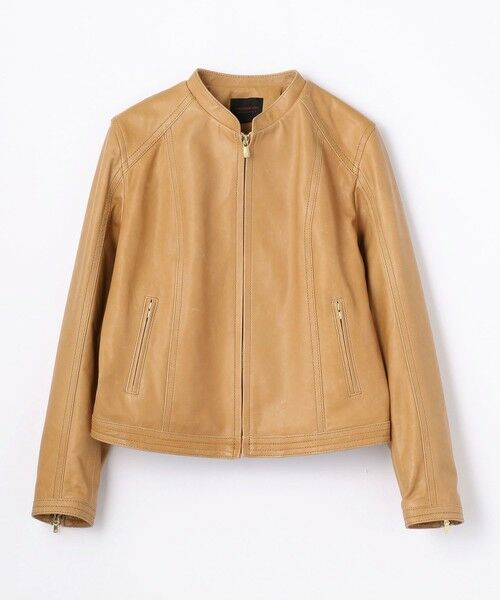 TOMORROWLAND / トゥモローランド レザーブルゾン・ジャケット | ラムレザー ジップアップブルゾン(43 ベージュ)