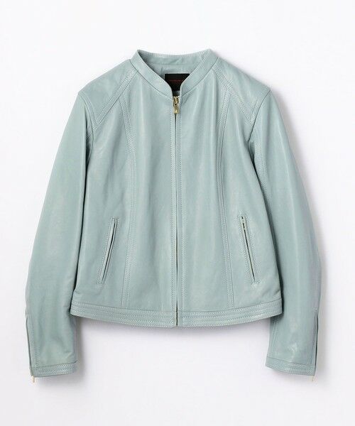 TOMORROWLAND / トゥモローランド レザーブルゾン・ジャケット | ラムレザー ジップアップブルゾン(63 ライトブルー)