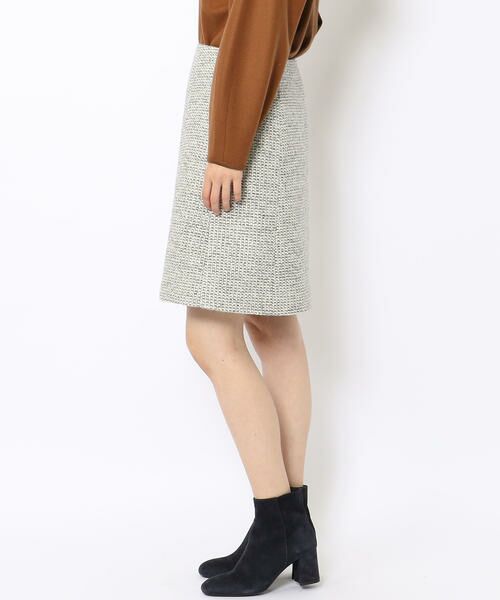 TOMORROWLAND / トゥモローランド ミニ・ひざ丈スカート | ウールアクリルツイード トラペーズスカート | 詳細2