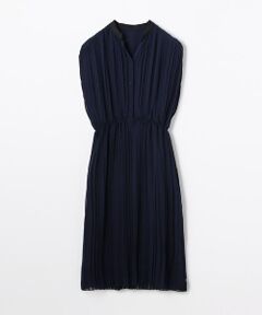 TOMORROWLAND / トゥモローランド ミニ丈・ひざ丈ワンピース | ポリエステルシフォンプリーツ フレンチスリーブワンピース
