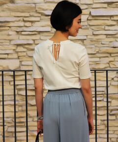 TOMORROWLAND / トゥモローランド カットソー | コットンジャージー バックリボンクルーネックプルオーバー