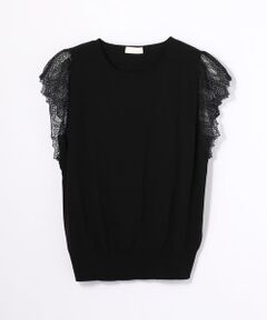 TOMORROWLAND / トゥモローランド ニット・セーター | レーヨンナイロンレースコンビ フレンチスリーブプルオーバー