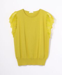 TOMORROWLAND / トゥモローランド ニット・セーター | レーヨンナイロンレースコンビ フレンチスリーブプルオーバー