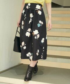 TOMORROWLAND / トゥモローランド ミニ・ひざ丈スカート | ポリエステルフラワープリント ヨークギャザースカート