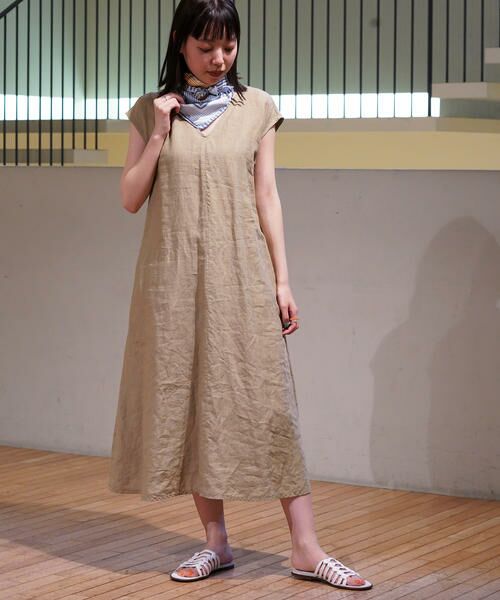 セール リネン Vネックフレアワンピース ミニ丈 ひざ丈ワンピース Tomorrowland トゥモローランド ファッション通販 タカシマヤファッションスクエア