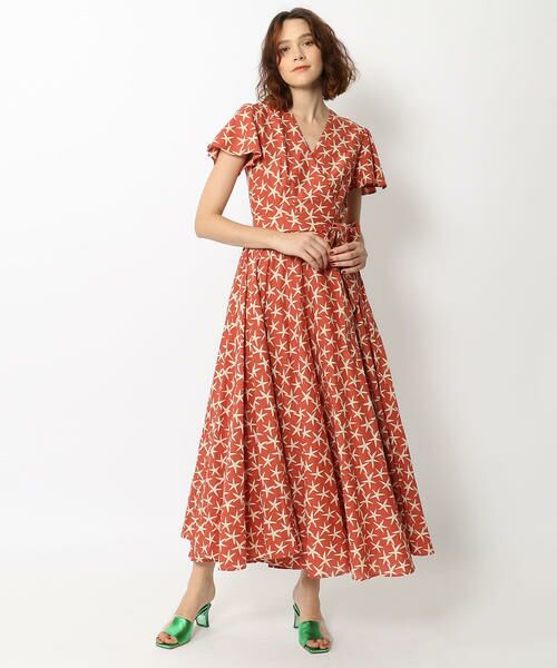 セール 別注 Mariha Tomorrowland スターフィッシュプリント カシュクールワンピース ロング マキシ丈ワンピース Tomorrowland トゥモローランド ファッション通販 タカシマヤファッションスクエア