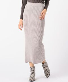 TOMORROWLAND / トゥモローランド ミニ・ひざ丈スカート | ウーステッドウールリブ Iラインミディスカート