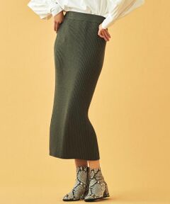 TOMORROWLAND / トゥモローランド ミニ・ひざ丈スカート | ウーステッドウールリブ Iラインミディスカート