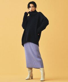 TOMORROWLAND / トゥモローランド ミニ・ひざ丈スカート | ウーステッドウールリブ Iラインミディスカート