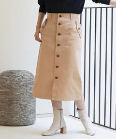TOMORROWLAND / トゥモローランド ミニ・ひざ丈スカート | コットンツイル フロントボタンタイトスカート