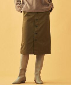 TOMORROWLAND / トゥモローランド ミニ・ひざ丈スカート | コットンツイル フロントボタンタイトスカート