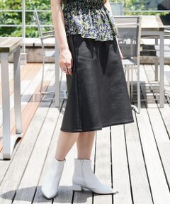 TOMORROWLAND / トゥモローランド ミニ・ひざ丈スカート | フェイクレザー トラペーズスカート