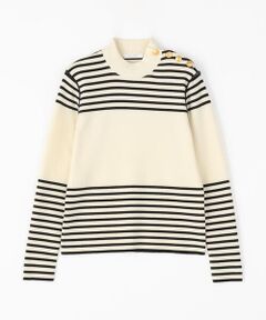 TOMORROWLAND / トゥモローランド ニット・セーター | ウールナイロンボーダー クルーネックプルオーバー