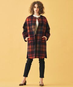 TOMORROWLAND / トゥモローランド その他アウター | ウールカシミヤリバータータンチェック ノーカラーコート