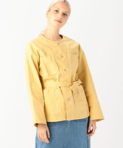 TOMORROWLAND / トゥモローランド ノーカラージャケット | コットンブロークンツイル ノーカラーカバーオール