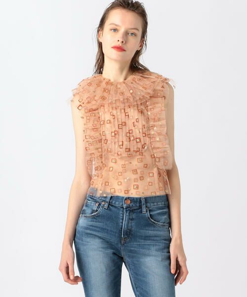 RACHEL COMEY ALZA チュールノースリーブブラウス