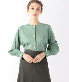 TOMORROWLAND / トゥモローランド シャツ・ブラウス | ストレッチブロード ノーカラーシャツ