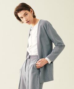 TOMORROWLAND / トゥモローランド ノーカラージャケット | コードストライプ ノーカラージャケット