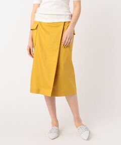 TOMORROWLAND / トゥモローランド ミニ・ひざ丈スカート | コットンリネンストレッチ ラップスカート