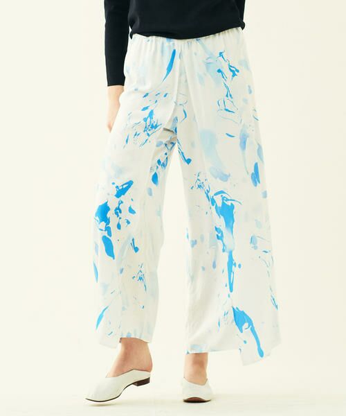 TOMORROWLAND / トゥモローランド その他パンツ | ウォッシャブルレーヨンマーブルプリント オーバーラップパンツ(62 ライトブルー系)