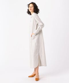 コットンストレッチブロード ロングシャツワンピース