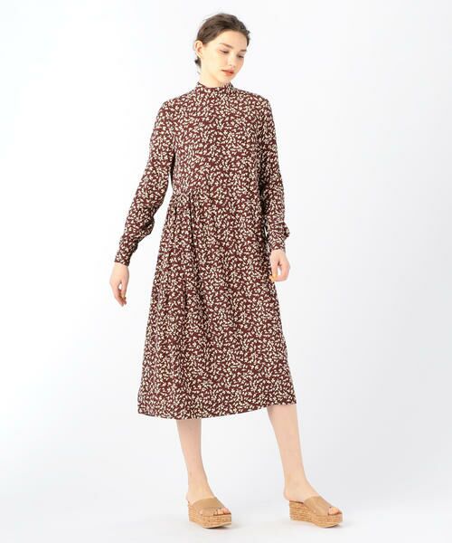 セール Ganni レーヨンクレープ プリントハイネックミディワンピース ロング マキシ丈ワンピース Tomorrowland トゥモローランド ファッション通販 タカシマヤファッションスクエア