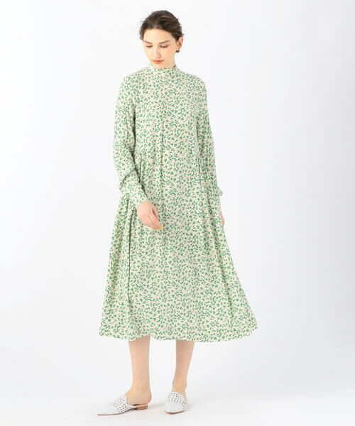 セール Ganni レーヨンクレープ プリントハイネックミディワンピース ロング マキシ丈ワンピース Tomorrowland トゥモローランド ファッション通販 タカシマヤファッションスクエア