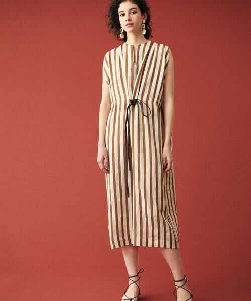 セール エフェクトストライプ キーネックワンピース ロング マキシ丈ワンピース Tomorrowland トゥモローランド ファッション通販 タカシマヤファッションスクエア
