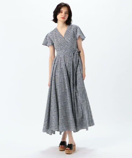 セール 別注 Mariha Tomorrowland コットン ジグザグプリントカシュクールワンピース ロング マキシ丈ワンピース Tomorrowland トゥモローランド ファッション通販 タカシマヤファッションスクエア