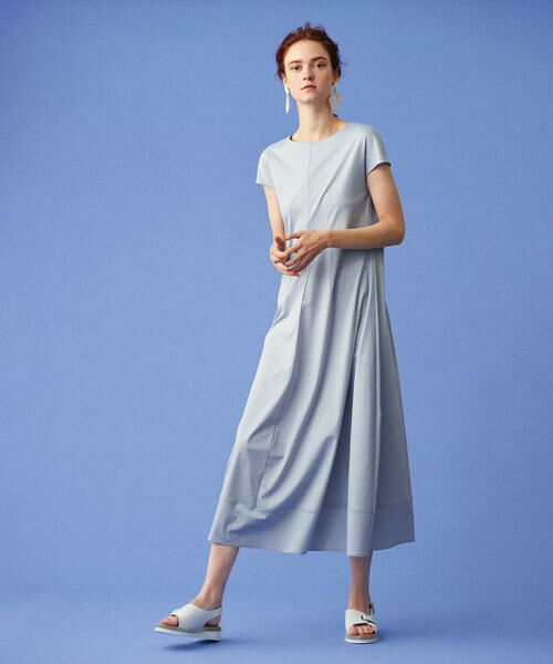 セール コンパクトコットンスムースジャージー クルーネックフレアワンピース ロング マキシ丈ワンピース Tomorrowland トゥモローランド ファッション通販 タカシマヤファッションスクエア