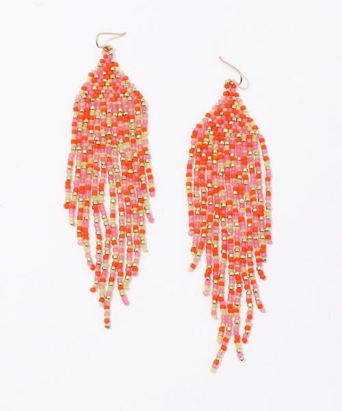 31 割引32 ピンク系一番の贈り物 Salihah Moore ミックスビーズフリンジピアス アクセサリー レディース32 ピンク系 Wego Cz