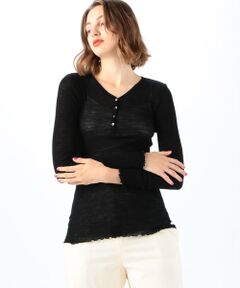 TOMORROWLAND / トゥモローランド カットソー | ウールリブ ヘンリーネックプルオーバー