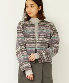 TOMORROWLAND / トゥモローランド カーディガン・ボレロ | ウールナイロンジャカード フロントオープンカーディガン