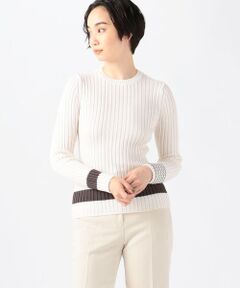 TOMORROWLAND / トゥモローランド ニット・セーター | ウールシルクリブ クルーネックプルオーバー