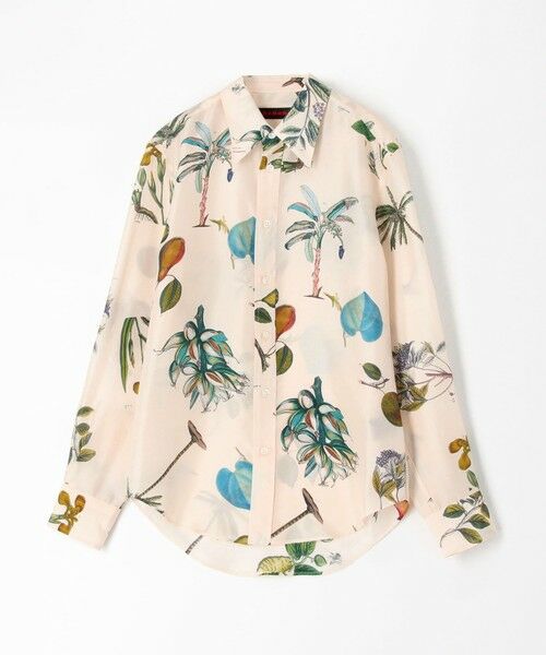 CABaN カバナ クリーニング済み ボタニカル柄　シャツ　ブラウス シルク 新品 CABaN ギャバン シルク シャツ、長袖、ボタニカル、花柄